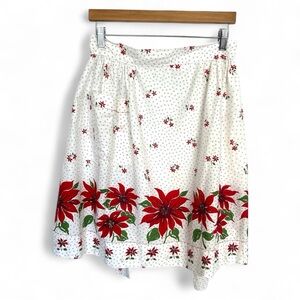 Vintage 1950s Hostess Half APRON Poinsettia Flowers